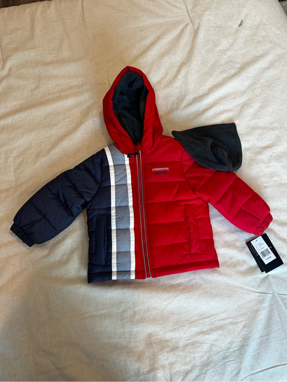 London Fog Red & Navy Puffer Jacket !!!NWT!!!